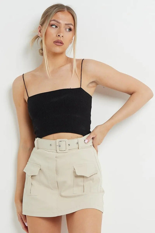 High Waist Mini Pocket Skirt